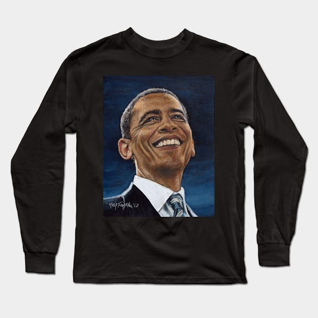 President Barack Obama Long Sleeve T-Shirt by Neil Feigeles
